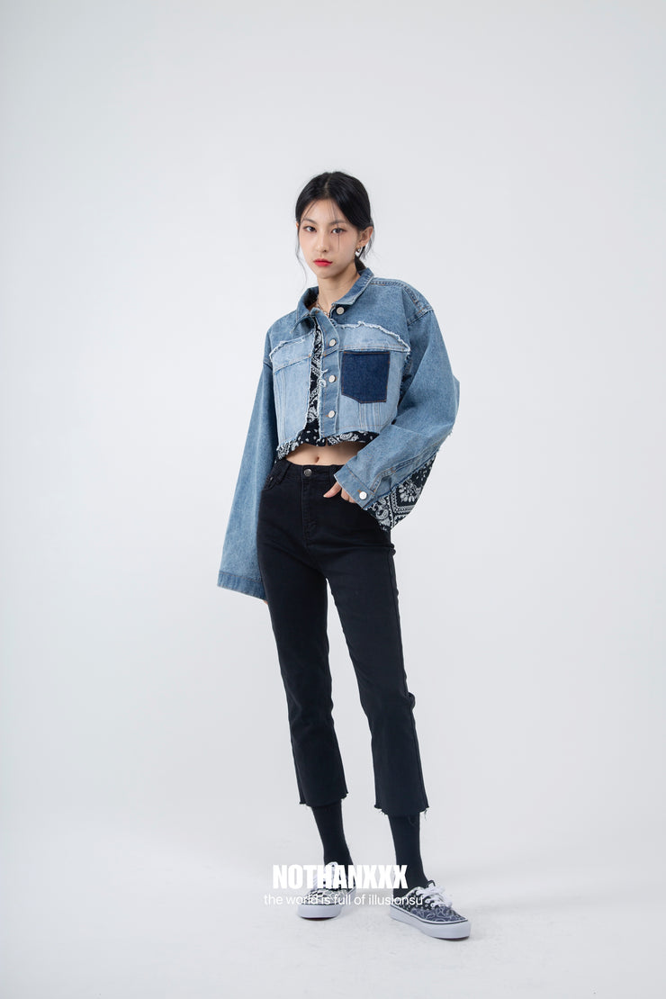 Cashew nut spliced denim jacket.